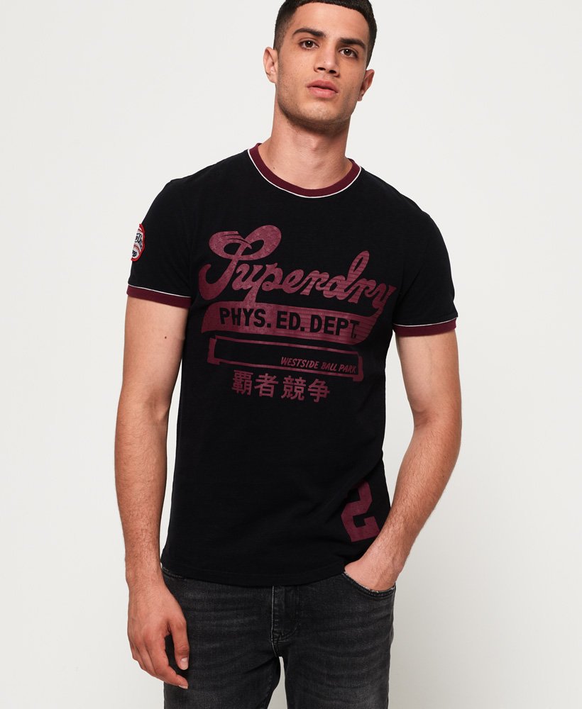 Mens - Pitch Field Ringer T-Shirt in Black | Superdry