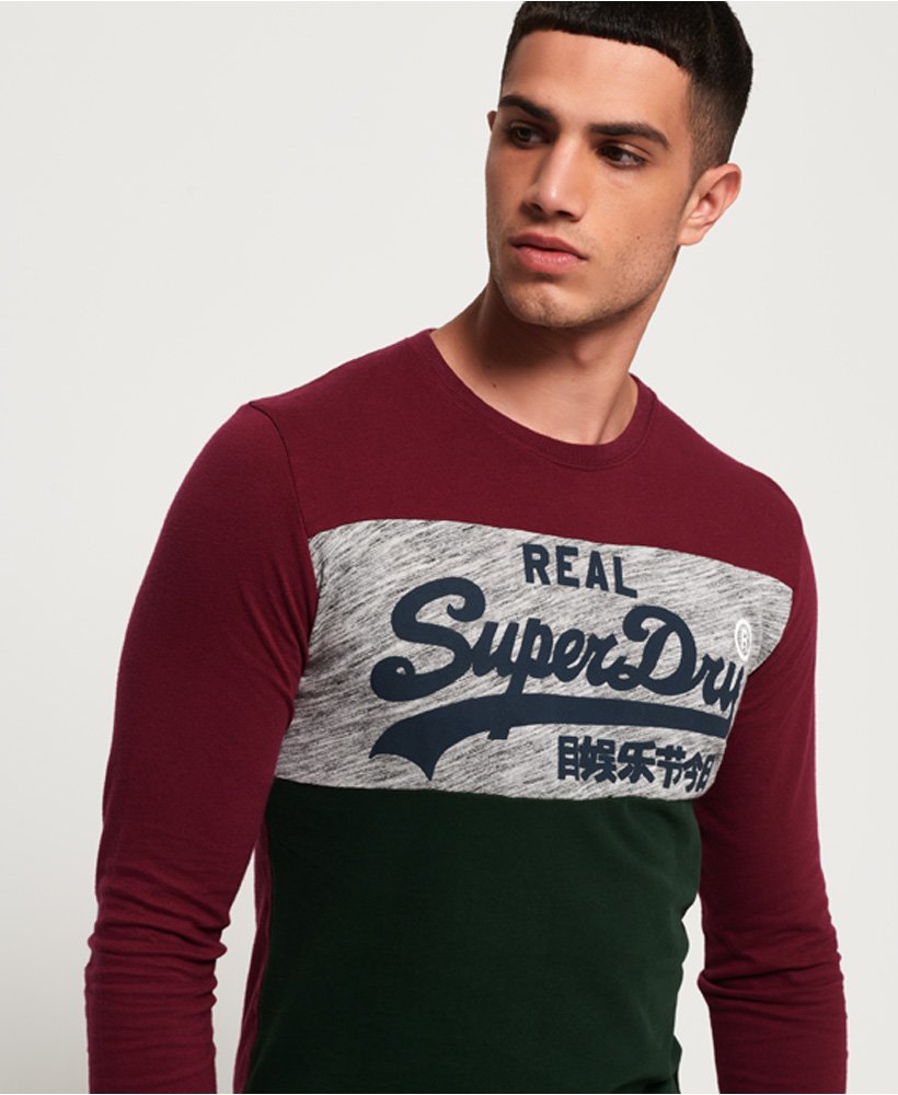 superdry vintage logo panel crew