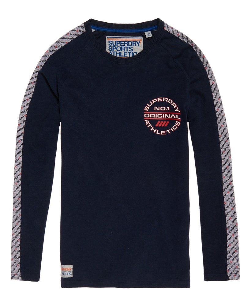 Mens - Trophy Micro Long Sleeve T-Shirt in Trophy Navy | Superdry