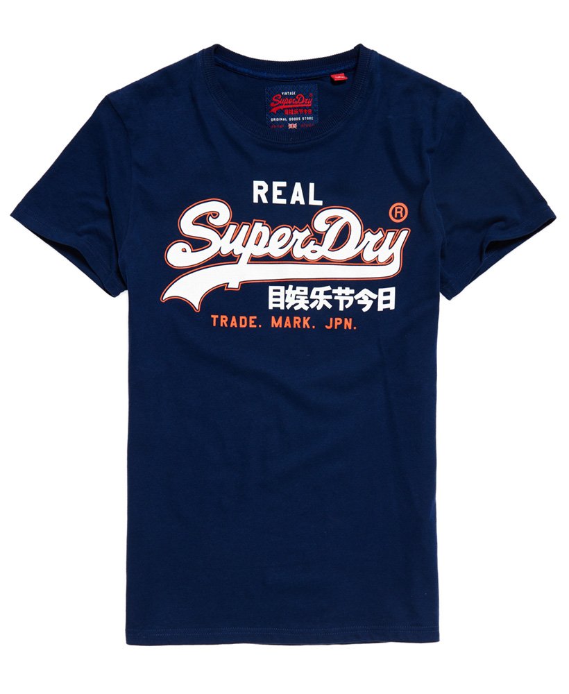 Men\'s Vintage Superdry in US | Tab Logo Tin T-Shirt Navy