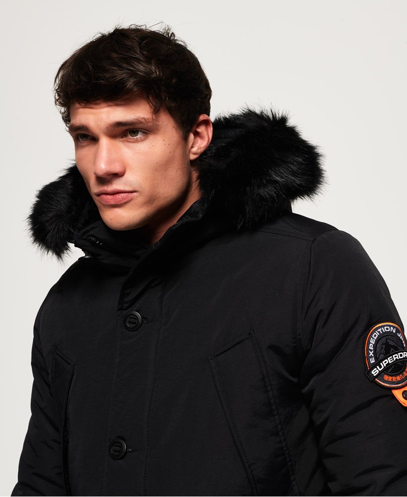 superdry black fur hood coat