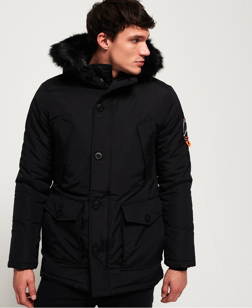 superdry black fur hood coat