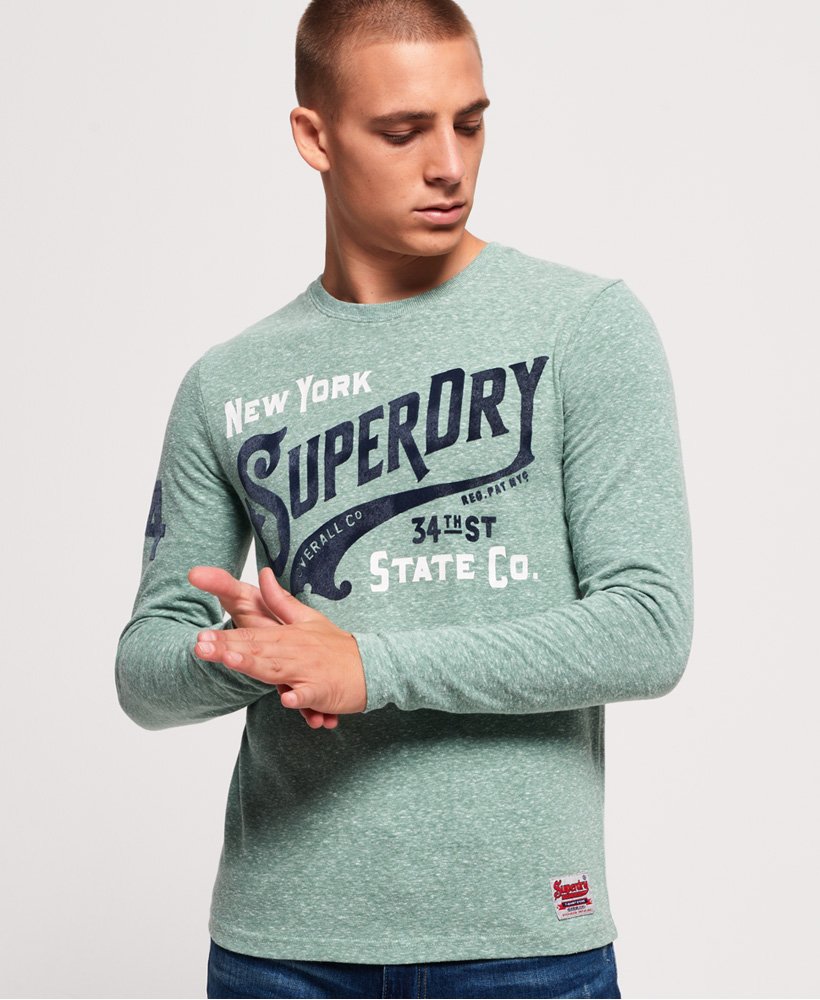 Men's 34th Street Long Sleeve t-Shirt in Green | Superdry US