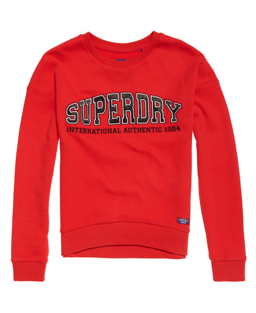 Womens - Urban Street Applique Crew Sweatshirt in Red | Superdry UK