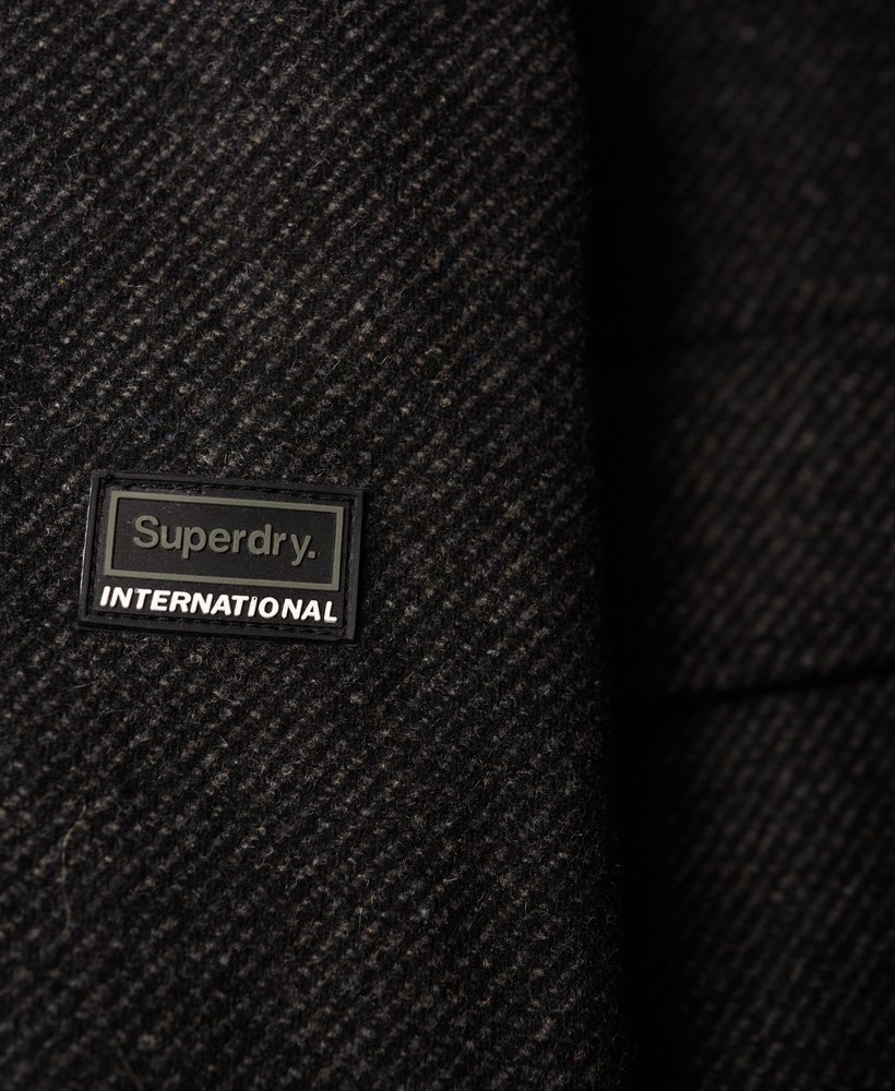 Men's - Mason Wool Blend Trucker Jacket in Black/grey Twill | Superdry UK