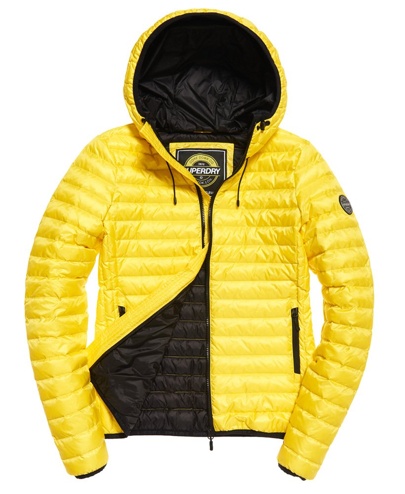 Women's - Core Down Hooded Jacket in Solar Yellow | Superdry IE