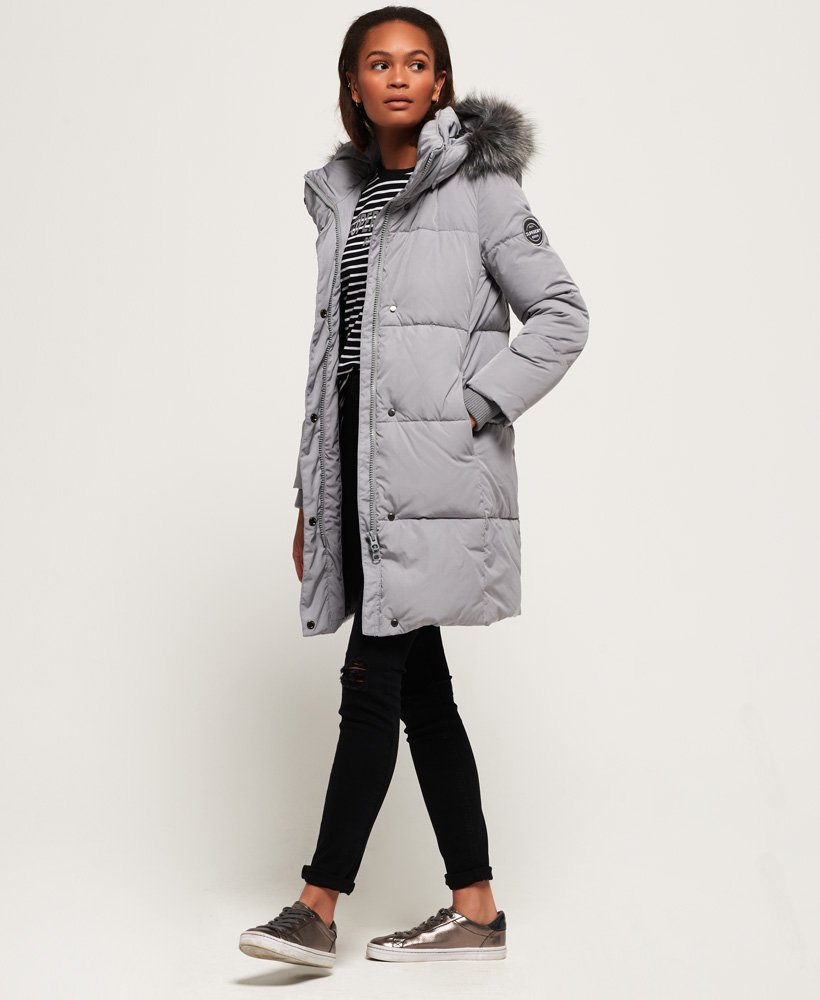 Womens - Cocoon Parka Jacket in Grey | Superdry UK