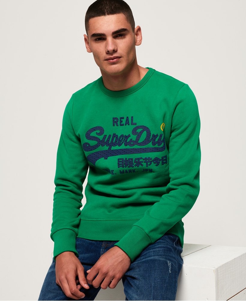 superdry vintage logo panel crew