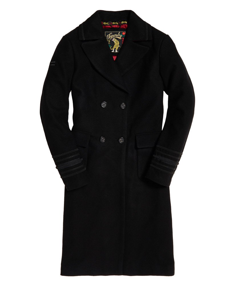 Womens - New Army Longline Wool Coat in Black | Superdry UK