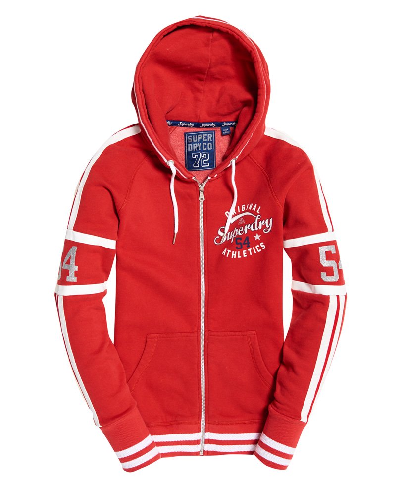 Womens - Playoff Zip Hoodie in Centre Back Red | Superdry