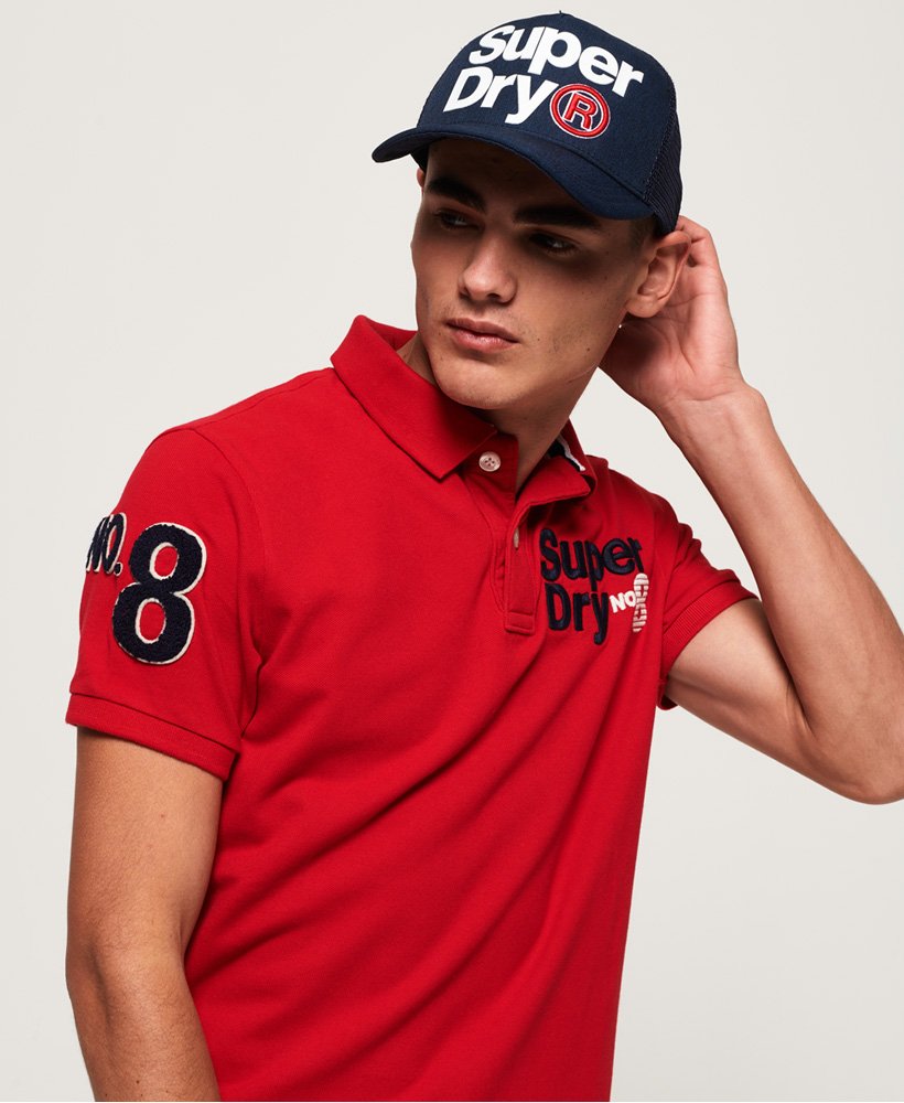 Mens - Classic CNY Superstate Pique Polo Shirt in Red | Superdry