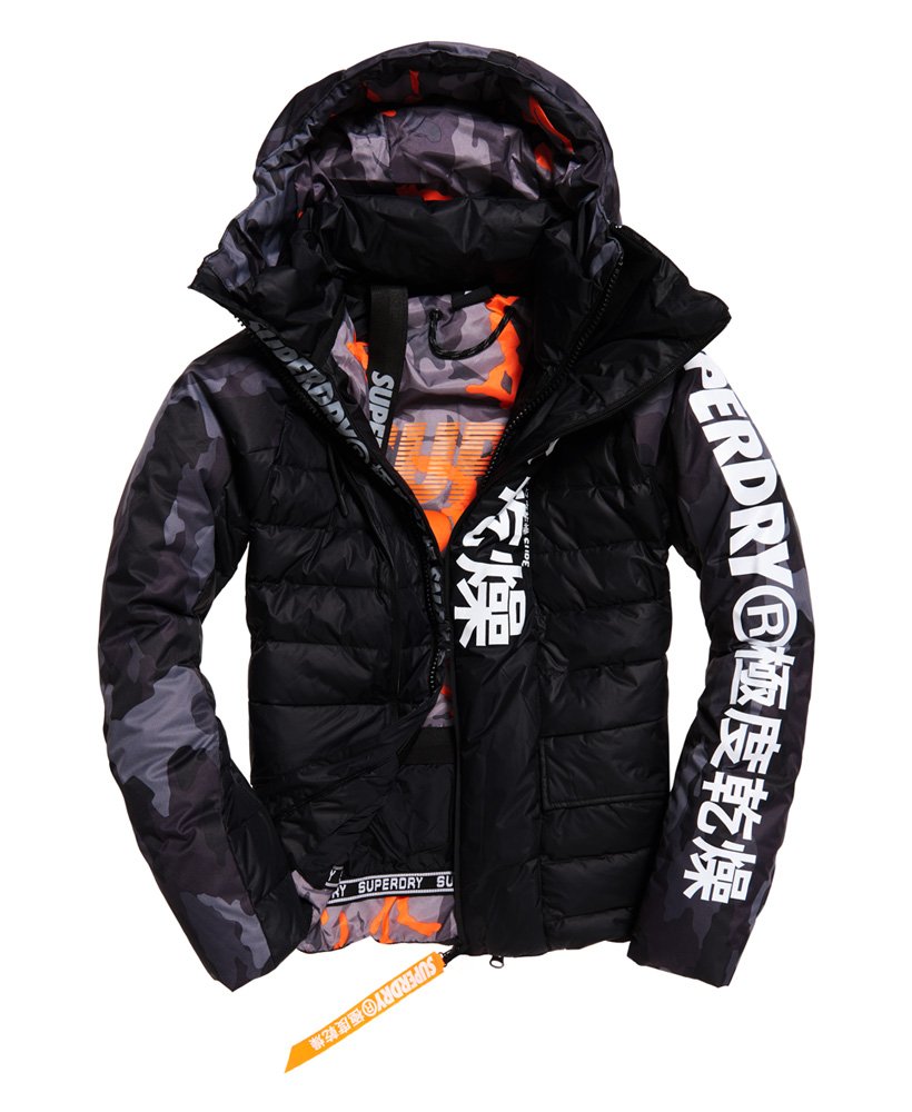 Men's Japan Edition Snow Down Jacket in Black Camo | Superdry CA-EN