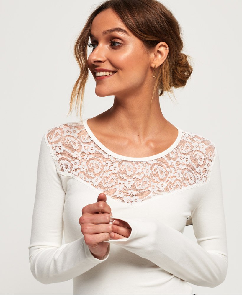 Superdry Lang rmeliger Body Mit Spitzenbesatz Damen Oberteile