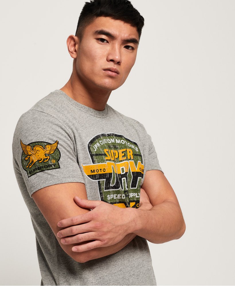 Mens - Custom Tin Tab T-Shirt in Varsity Grey Grit | Superdry UK
