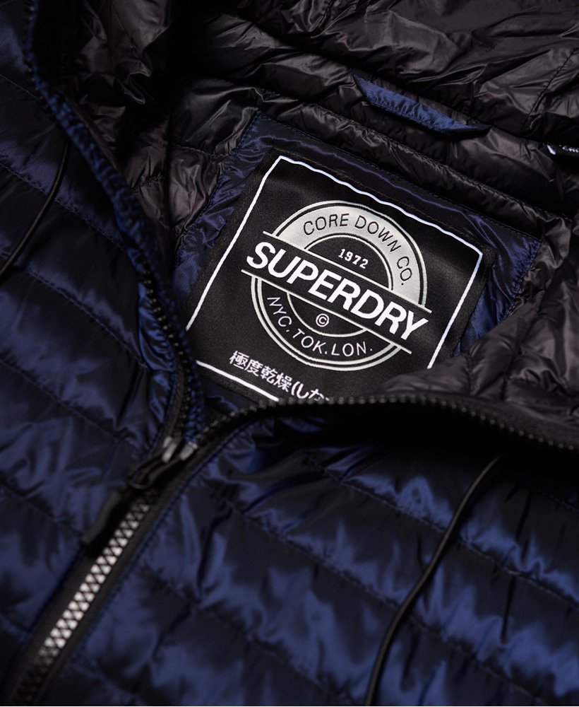 Womens - Core Down Hooded Jacket in Luxe Navy | Superdry UK