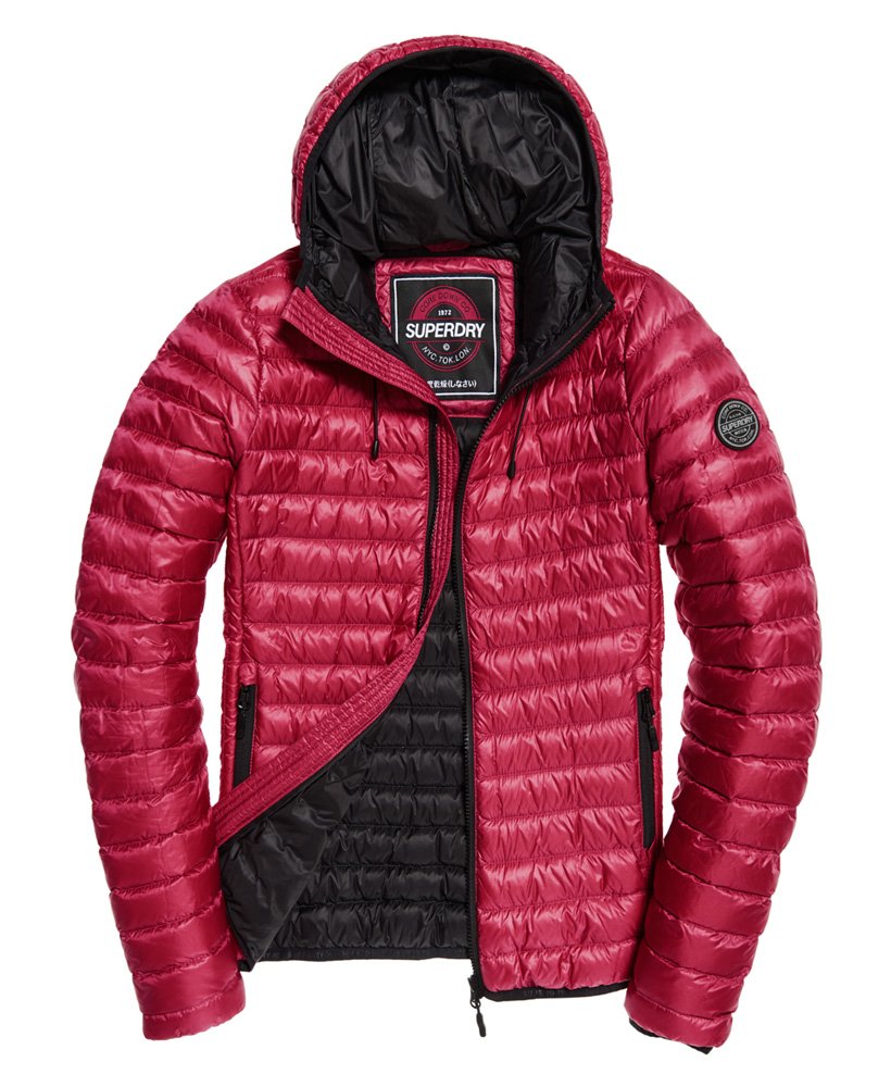 Womens Core Down Hooded Jacket In Raspberry Superdry Uk