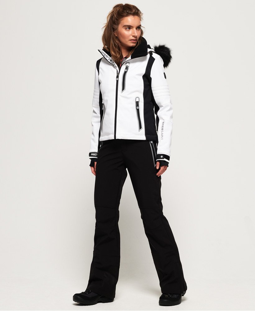 Womens - Sleek Piste Ski Jacket in White | Superdry UK
