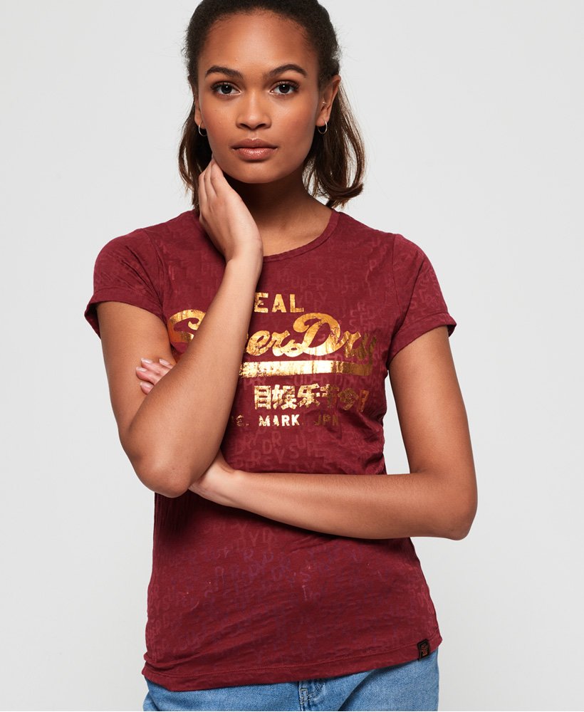 Superdry Vintage Logo Burn Out T-Shirt - Womens Sale - T-Shirts