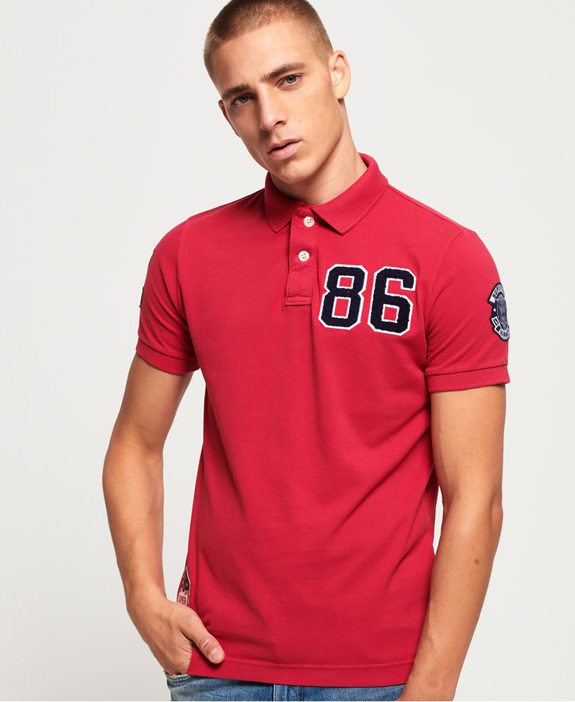 Mens - Vintage Destroy Patch Polo Shirt in Pink | Superdry
