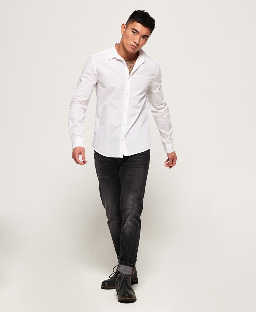 Men's Premium Paperweight Button Down Shirt in White | Superdry US