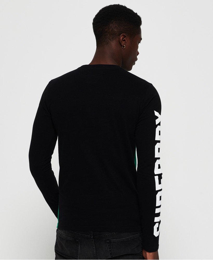 Mens - Vintage Logo Panel Long Sleeve T-Shirt in Black/grey Marl/pitch ...