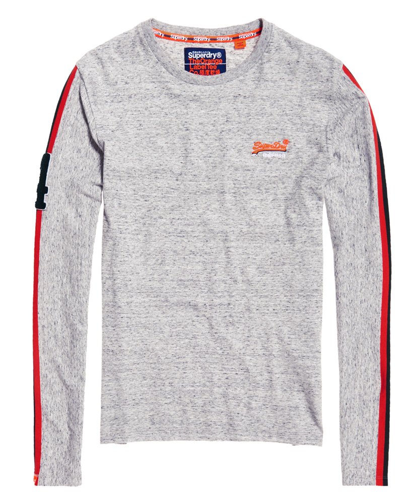 Superdry Herren Sport Langarm-T-Shirt Mit Streifen Aus Der Orange Label Kollekti