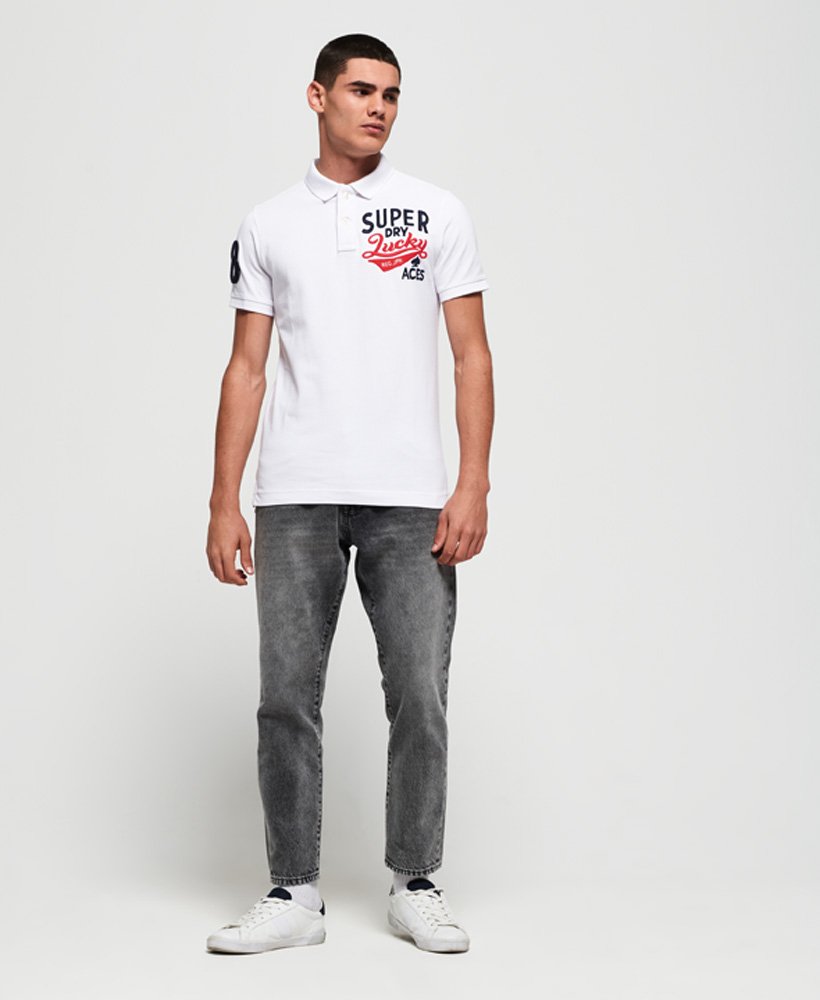 Mens - Classic CNY Superstate Pique Polo Shirt in Optic | Superdry UK