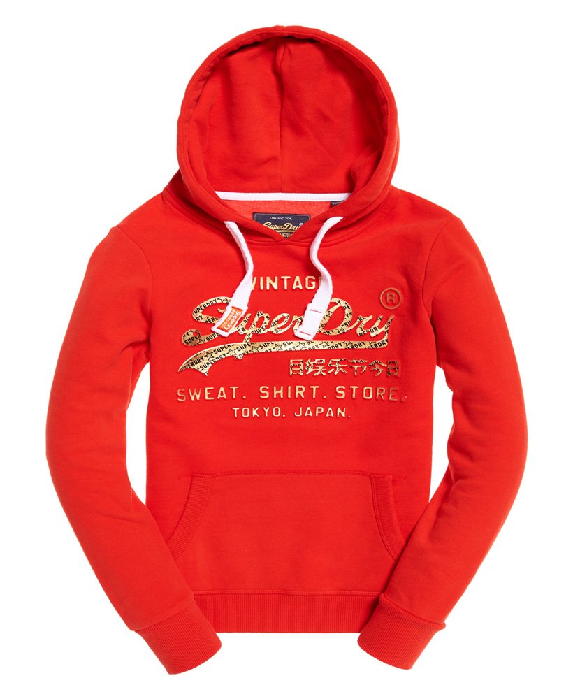Womens - Shirt Shop Infill Emboss Hoodie in Red | Superdry UK