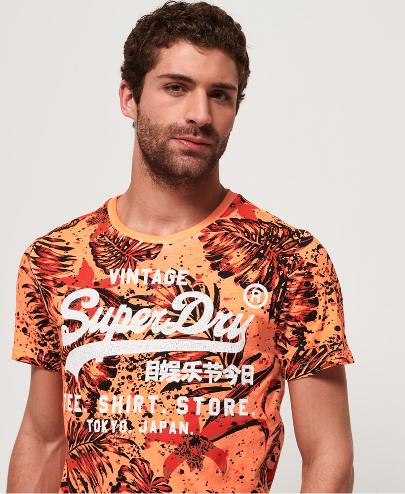 Mens - Shirt Shop All Over Print T-Shirt in Dry Tangerine | Superdry