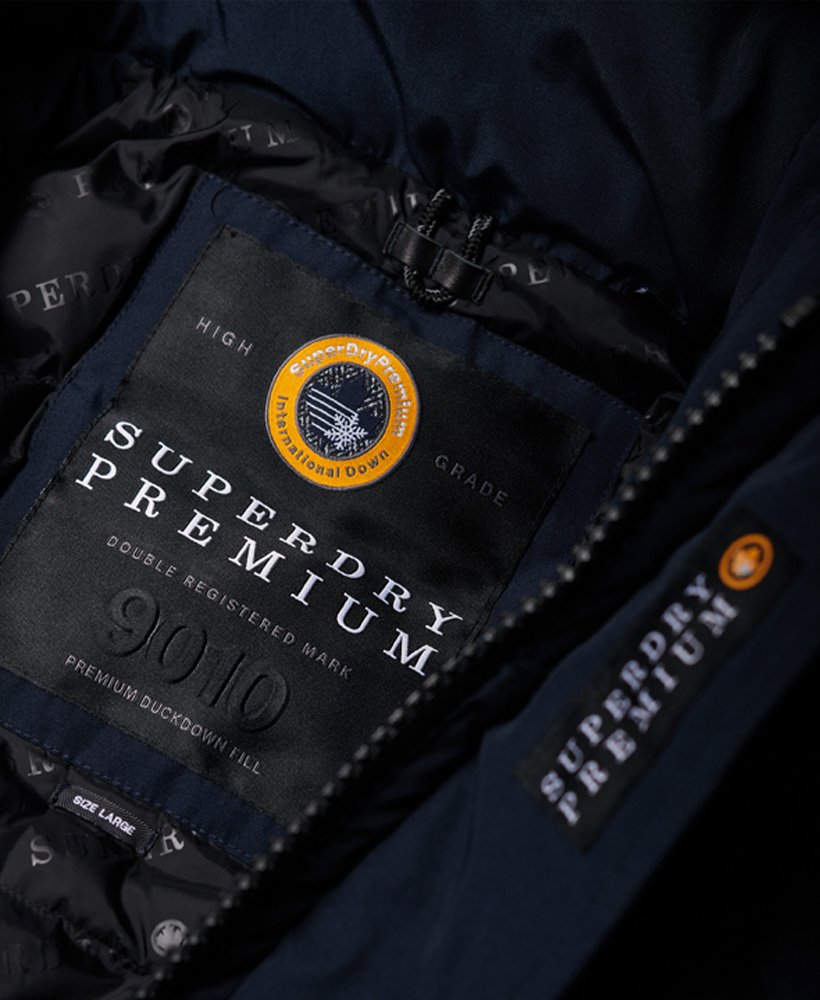 Men's - Premium Ultimate Down Parka Jacket in Dark Navy | Superdry UK