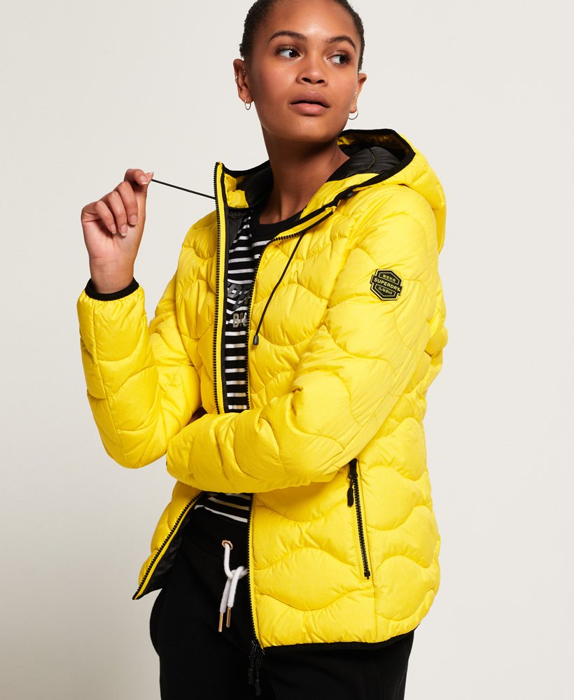 Yellow quilted sale jacket womens