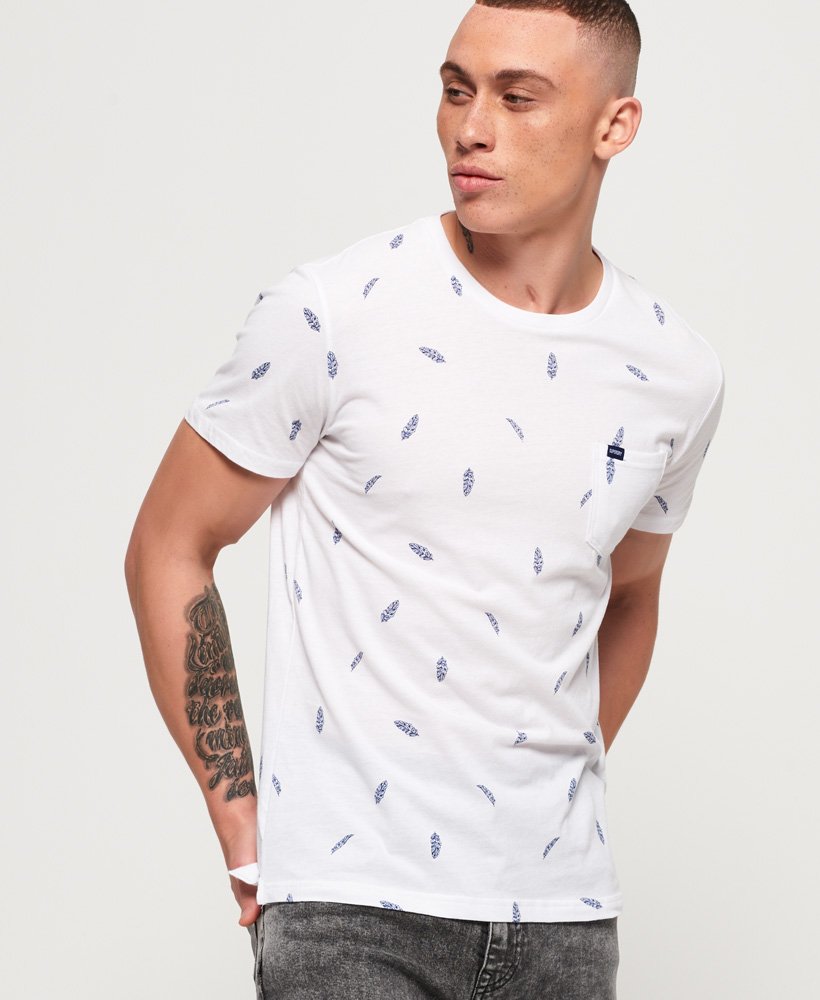 Men's All Over Print Lite Pocket T-Shirt in Optic White | Superdry US