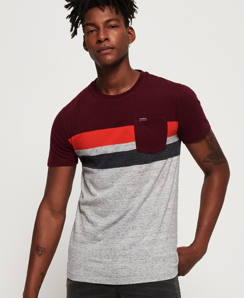 Mens - Terrace Stripe Pocket T-Shirt in Purple | Superdry