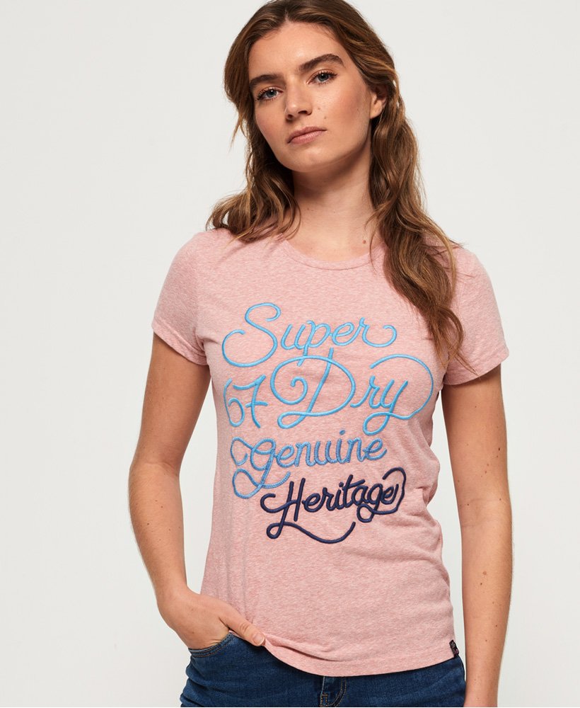 Women's 67 Genuine Fade Embroidery T-Shirt in Pink | Superdry US