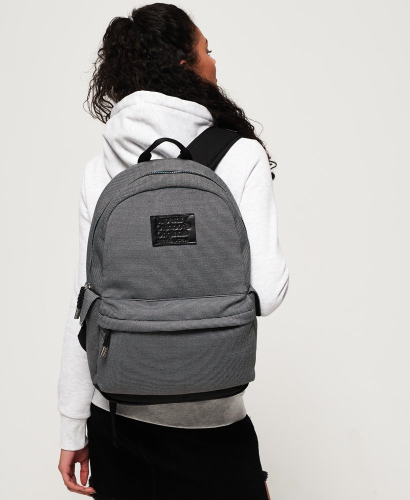 Womens Jersey Stripe Montana Backpack in Black Sparkle Stripe Superdry