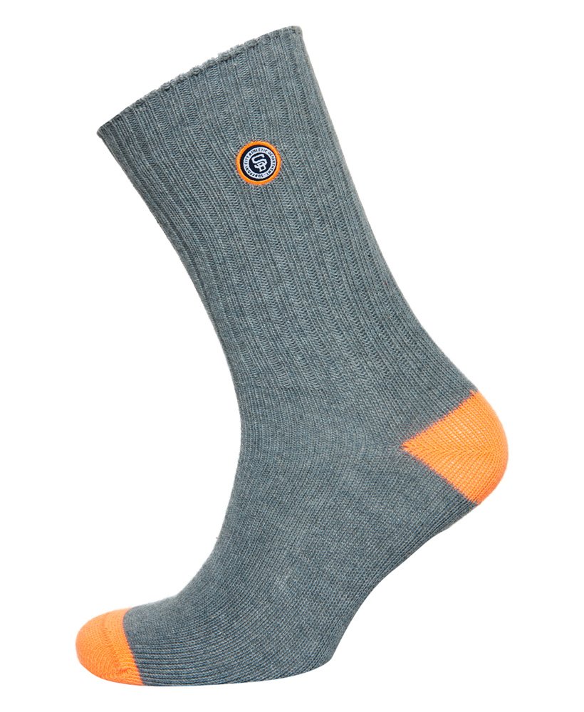 Grey One Size Superdry Mens University Socks Double Pack 2 Pairs 
