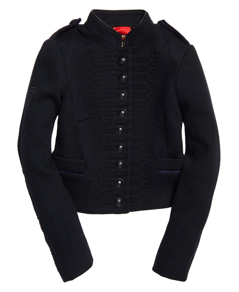 Womens - Cropped Duchess Wool Jacket in Black | Superdry UK