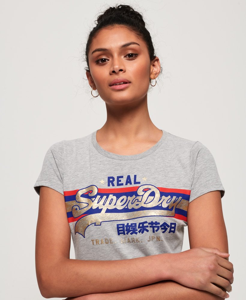 Superdry Vintage Logo Foil Stripe T-Shirt - Women's Womens T-shirts