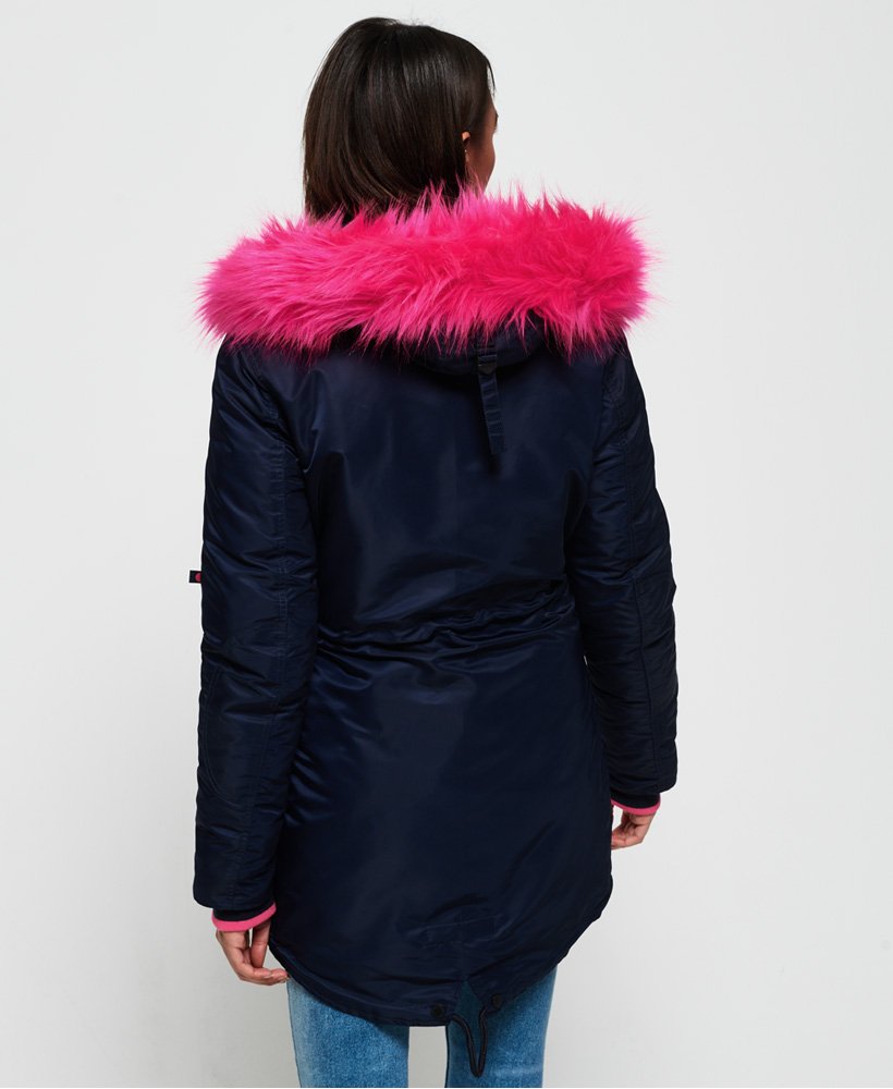 Womens - SDL-2 Parka Jacket in Navy/fluro Pink | Superdry UK