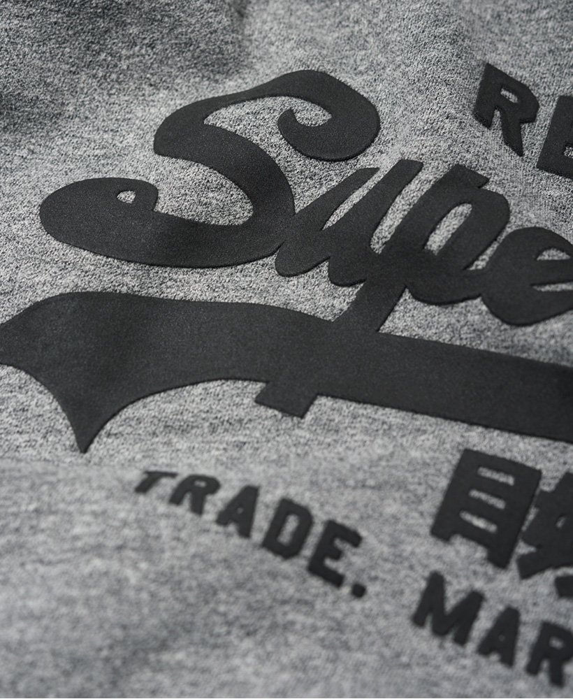 Mens - Vintage Logo Repeat Panel Hoodie in Podium Mid Grey Grit | Superdry