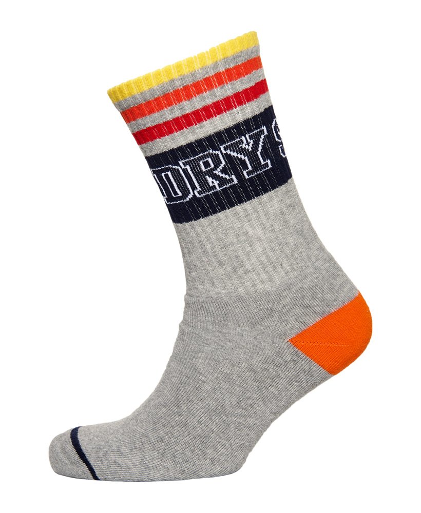 Men’s - Courtside Cali Sock Double Pack in Light Grey | Superdry