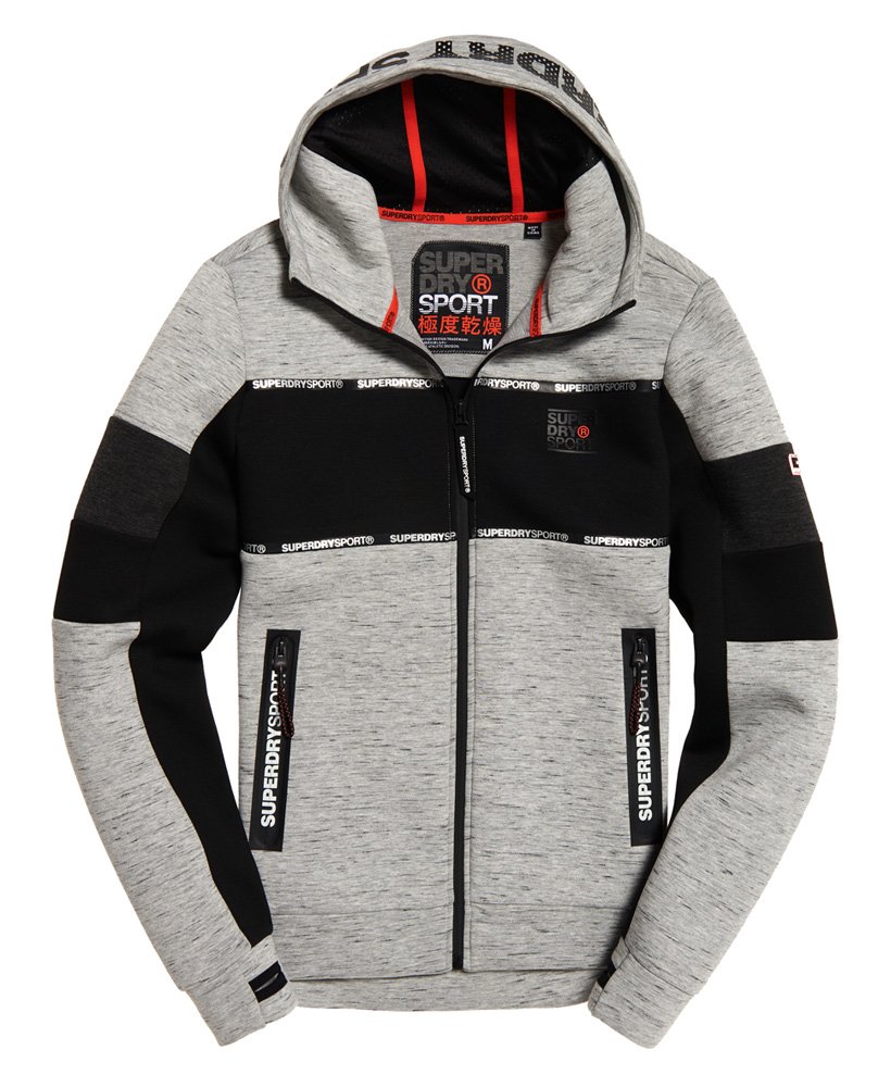 gym tech stretch block zip hoodie