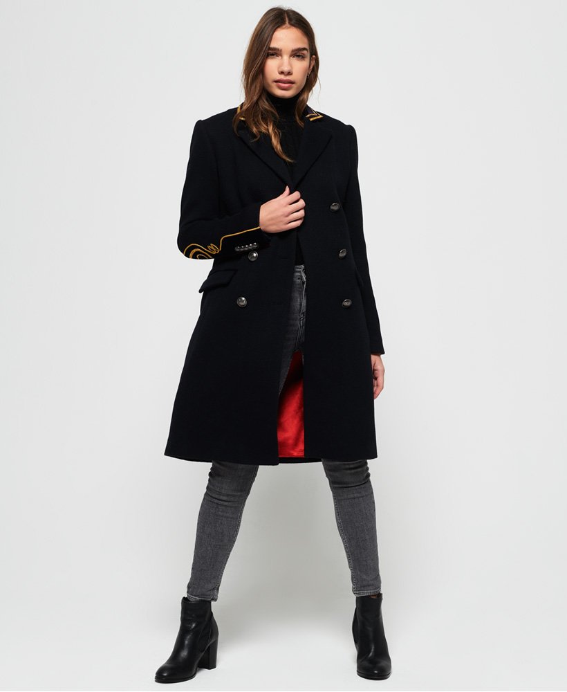 Womens - Duchess Long Wool Coat in Black | Superdry