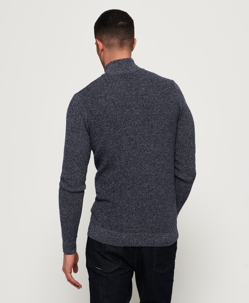 Mens Stadium Henley Jumper in Trois Blue Twist Superdry