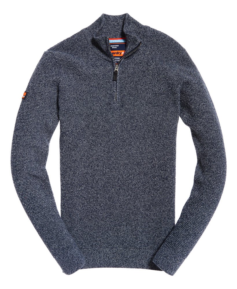 Mens Stadium Henley Jumper in Trois Blue Twist Superdry