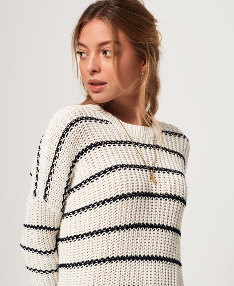 Womens - Elsie Slouch Crew Knit Jumper in Rodeo White/ Eclipse Navy ...