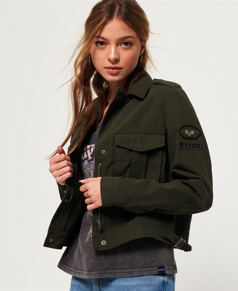 Femme Veste courte militaire Kaki Delave Superdry FR