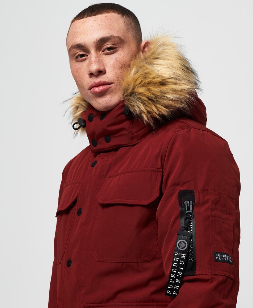 Men s Premium Hideout Down Jacket in Red Superdry UK