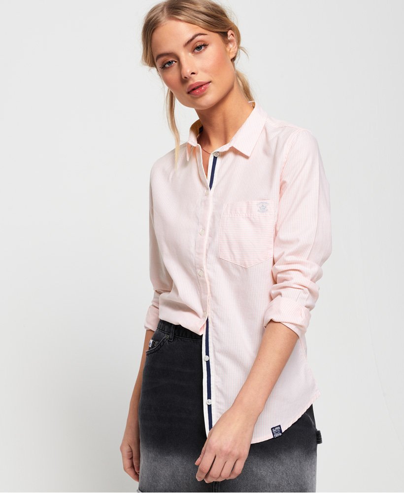 Womens - Oxford Stripe Shirt in Pink Stripe | Superdry UK