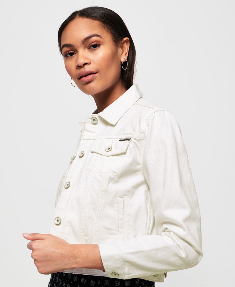Womens - Denim Girlfriend Jacket in Pure White | Superdry UK